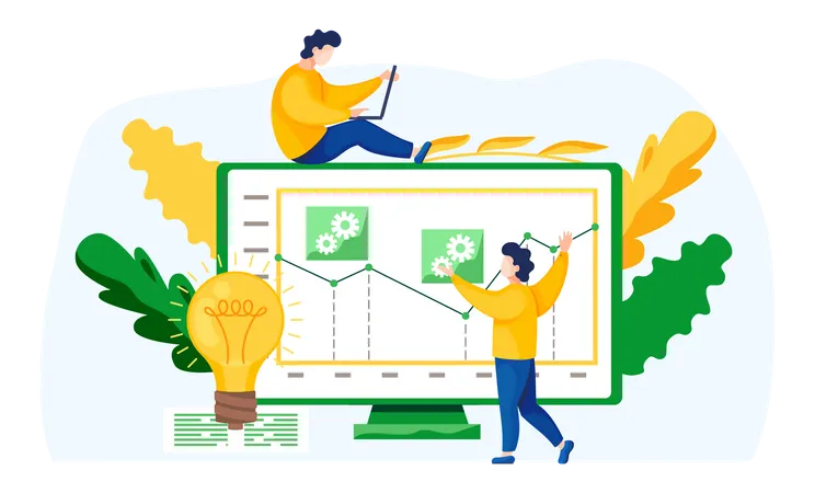 Équipe commerciale travaillant sur l'analyse  Illustration