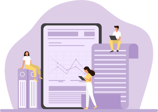 Équipe commerciale travaillant sur l'analyse  Illustration