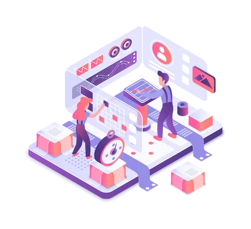 Équipe commerciale travaillant sur l'analyse  Illustration