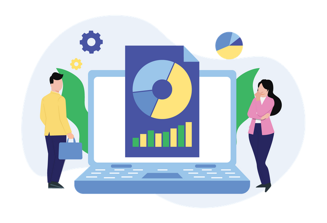 Équipe commerciale travaillant sur l'analyse  Illustration