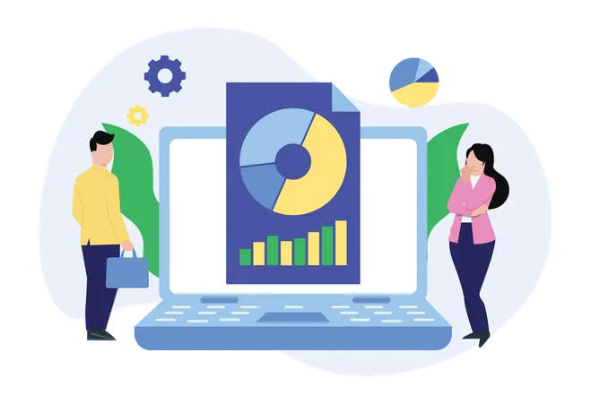 Équipe commerciale travaillant sur l'analyse  Illustration