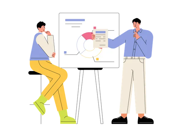 Équipe commerciale donnant une présentation  Illustration