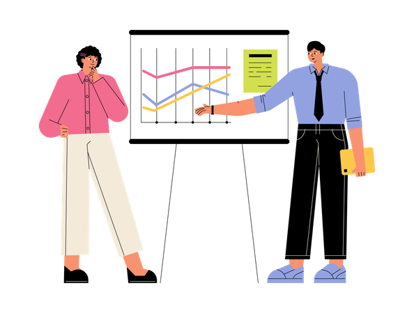 Équipe commerciale donnant une présentation  Illustration