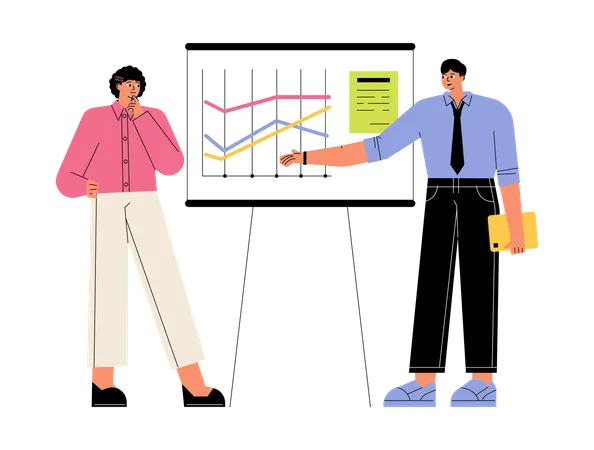 Équipe commerciale donnant une présentation  Illustration