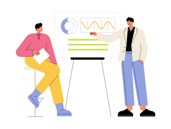 Équipe commerciale donnant une présentation  Illustration