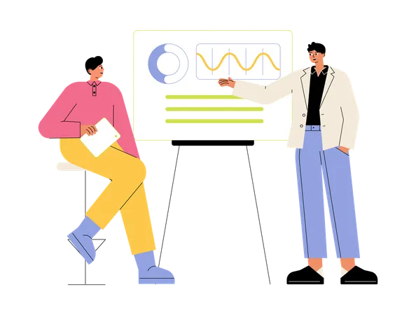 Équipe commerciale donnant une présentation  Illustration