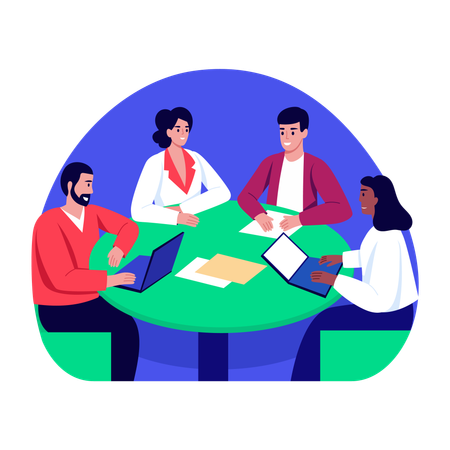 Équipe commerciale en discussion  Illustration