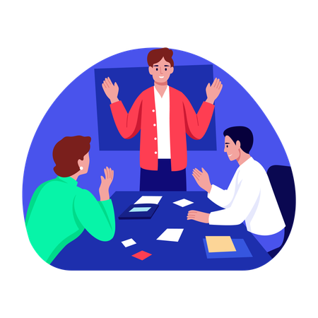 Équipe commerciale en discussion  Illustration
