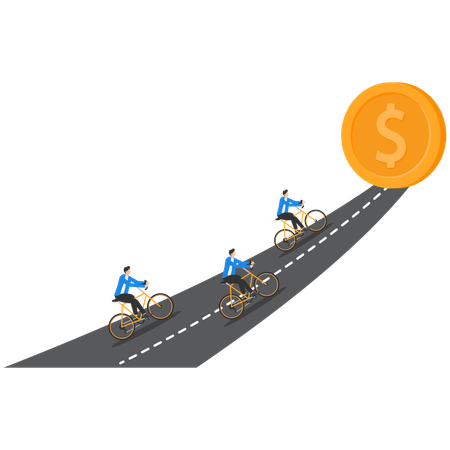 Une équipe d'entreprises fait du vélo pour économiser  Illustration