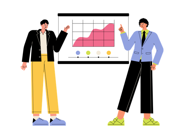 Équipe commerciale donnant une présentation  Illustration