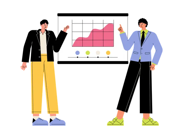 Équipe commerciale donnant une présentation  Illustration