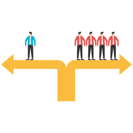 Une équipe commerciale travaillant dans des directions différentes  Illustration