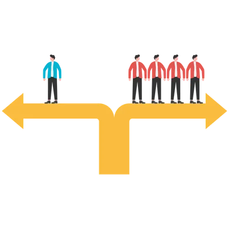 Une équipe commerciale travaillant dans des directions différentes  Illustration