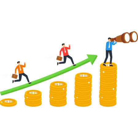 Une équipe commerciale travaille sur la réussite financière  Illustration