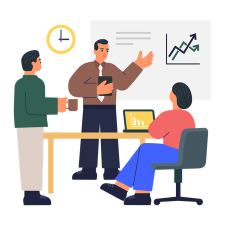 Équipe commerciale travaillant sur l'analyse commerciale Travail d'équipe  Illustration