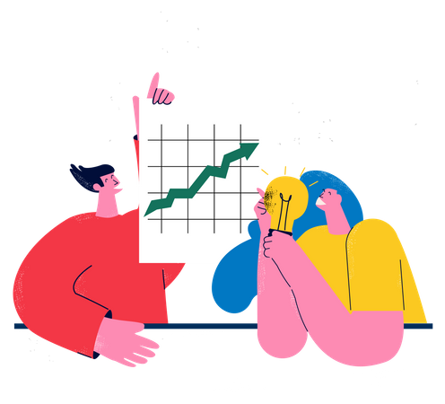 Équipe commerciale travaillant sur une idée d'entreprise  Illustration