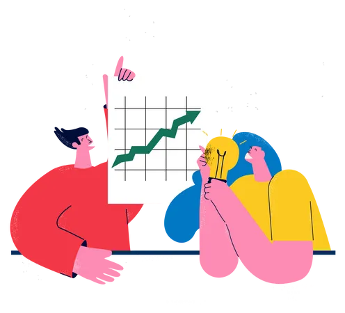 Équipe commerciale travaillant sur une idée d'entreprise  Illustration