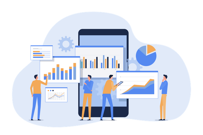 Équipe d'analyse de données commerciales  Illustration