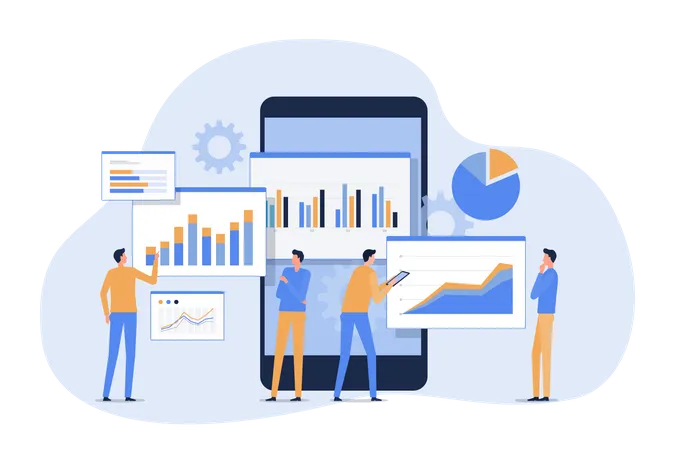 Équipe d'analyse de données commerciales  Illustration