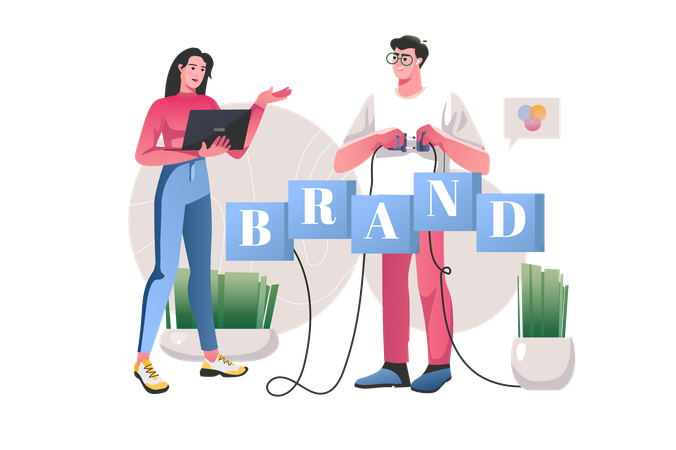 L'équipe de branding crée le design de la marque pour les clients  Illustration