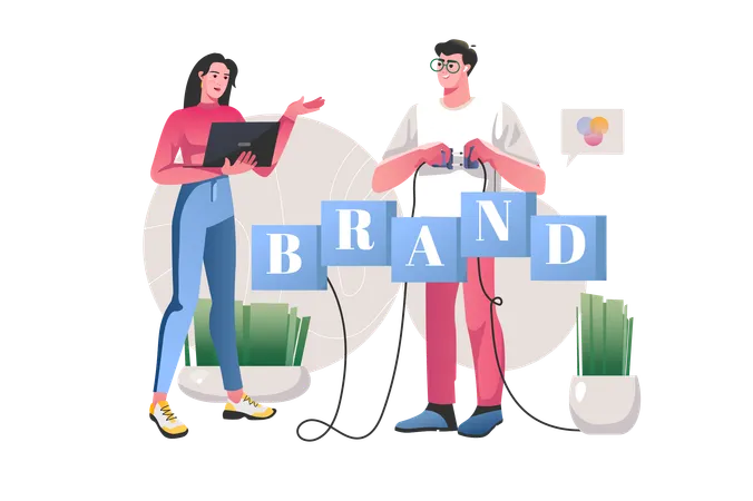 L'équipe de branding crée le design de la marque pour les clients  Illustration