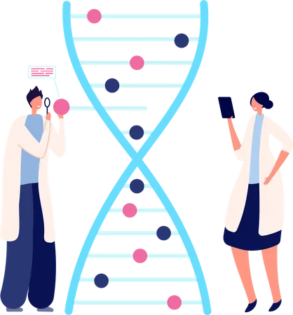 Equipe de cientistas pesquisa sobre DNA  Ilustração