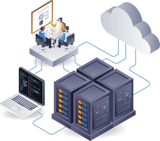 Équipe de développement de systèmes d'applications pour serveurs Web  Illustration