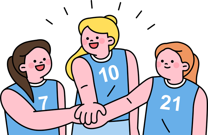 L'équipe de filles se réjouit  Illustration