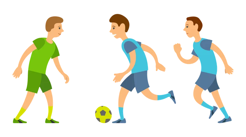 Équipe de football jouant au football  Illustration