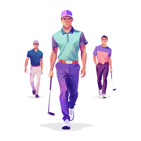 L'équipe de golf se rend au club de golf  Illustration