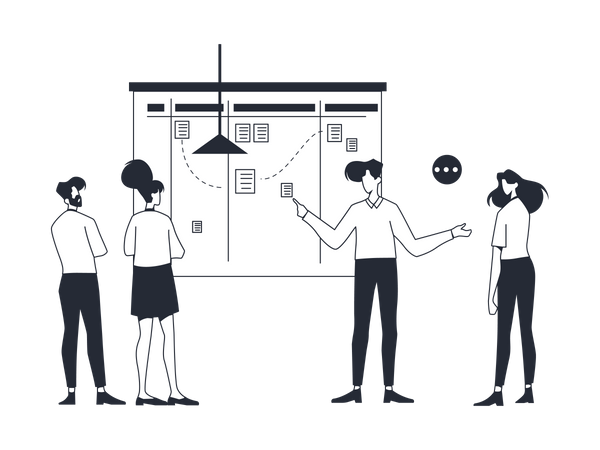 Equipe de inicialização trabalhando em estratégia de marketing  Illustration