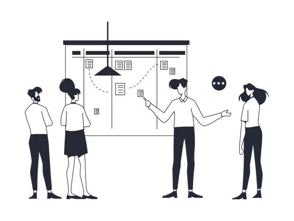 Equipe de inicialização trabalhando em estratégia de marketing  Illustration