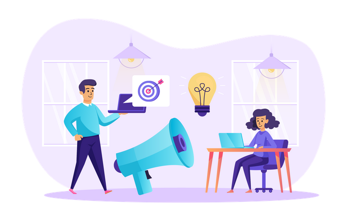 Equipe de marketing criativo  Ilustração