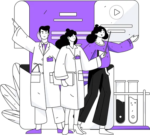 Une équipe de médecins en collaboration médicale  Illustration