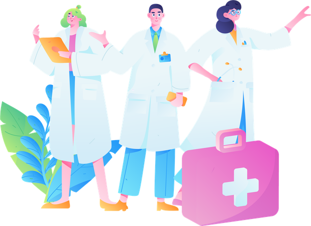 Équipe de médecins travaillant en cas de pandémie de covid  Illustration