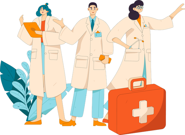 Équipe de médecins travaillant en cas de pandémie de covid  Illustration