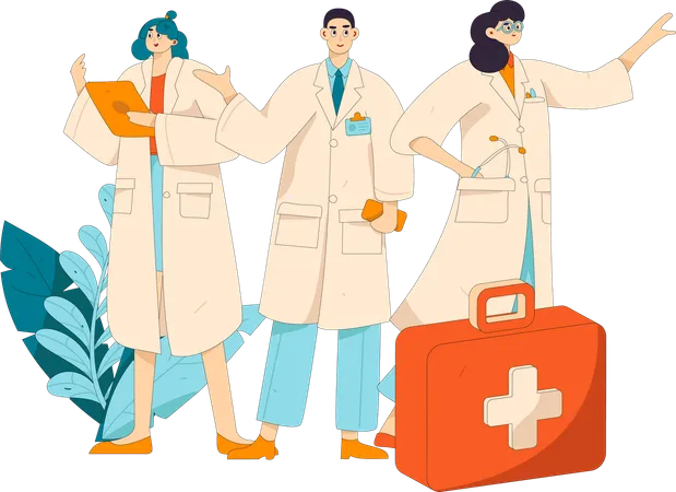 Équipe de médecins travaillant en cas de pandémie de covid  Illustration