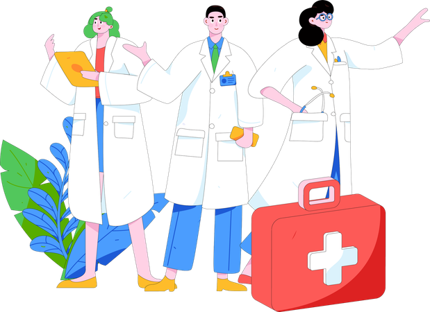 Équipe de médecins travaillant en cas de pandémie de covid  Illustration