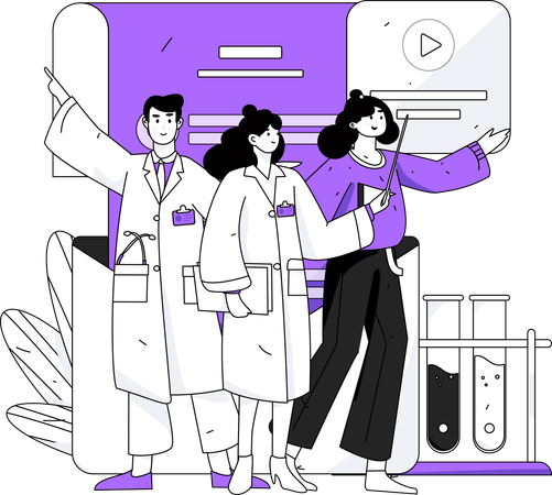 Equipe médica fazendo colaboração médica  Ilustração