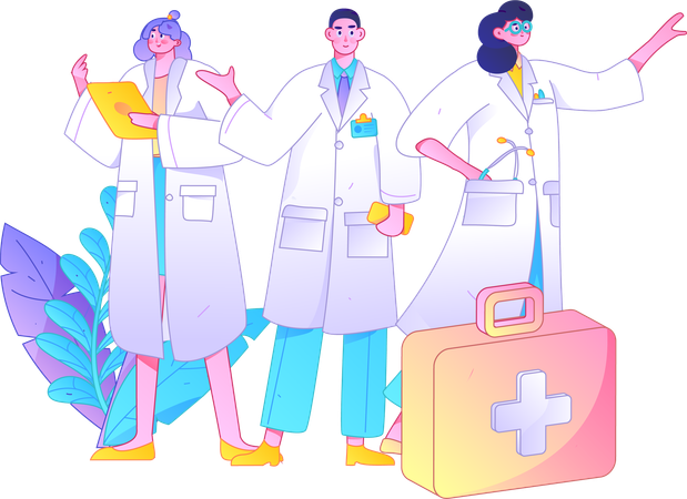 Equipe médica trabalhando em pandemia cobiçosa  Ilustração