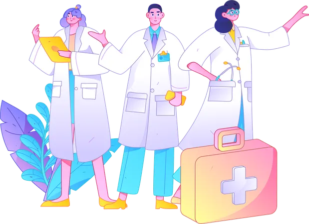 Equipe médica trabalhando em pandemia cobiçosa  Ilustração