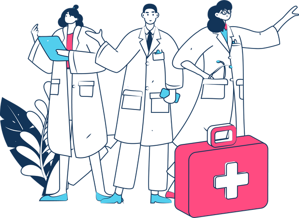 Equipe médica trabalhando em pandemia cobiçosa  Ilustração