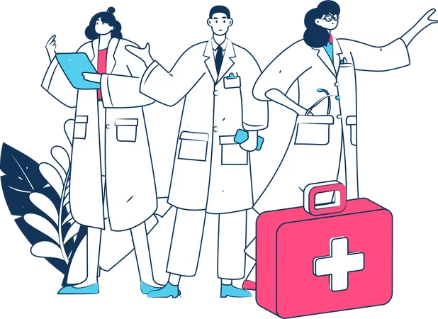 Equipe médica trabalhando em pandemia cobiçosa  Ilustração