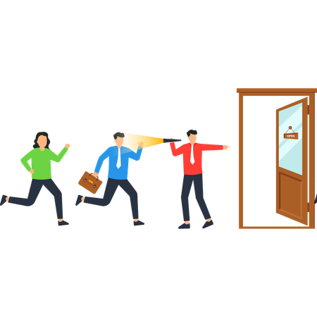 Equipe de negócios abrindo oportunidade de negócios  Ilustração