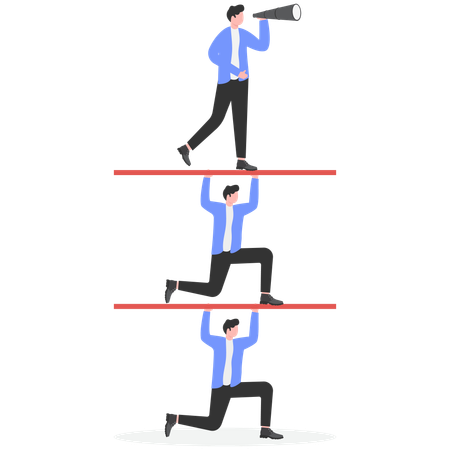 Equipe de negócios ajudando uns aos outros para atingir as metas  Ilustração