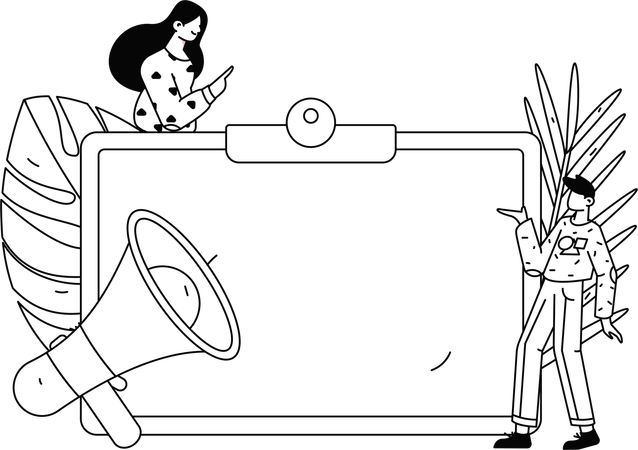 Equipe de negócios analisa anúncios de mercado  Ilustração