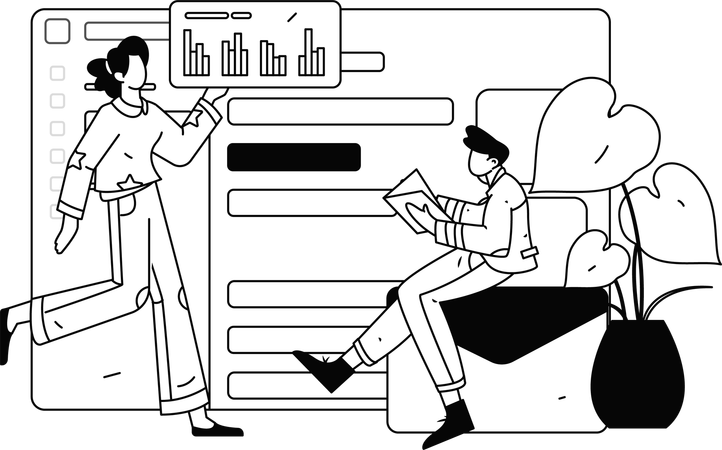 Equipe de negócios analisando dados  Ilustração