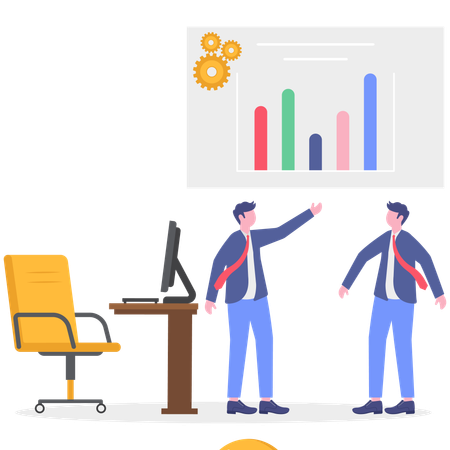 Equipe de negócios analisando dados financeiros empresariais  Ilustração