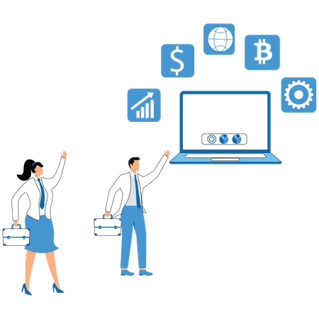 Equipe de negócios analisando metas de tarefas da empresa  Ilustração