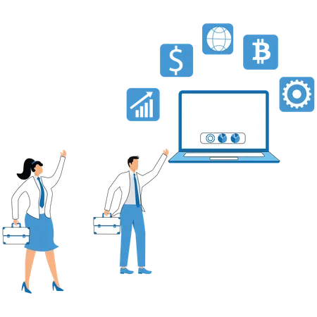 Equipe de negócios analisando metas de tarefas da empresa  Ilustração